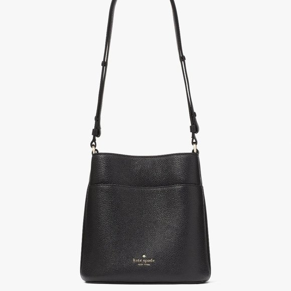 New Kate Spade Leila Small Bucket Bag Pebbled Leather Black - Picture 1 of 5